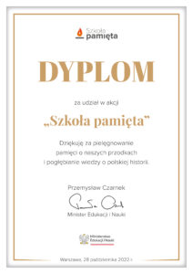 dyplom szkoła pamięta